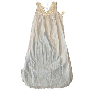 Vintage Character Romantic Lace Chemise Nightgown Size S Blue Lace Trim